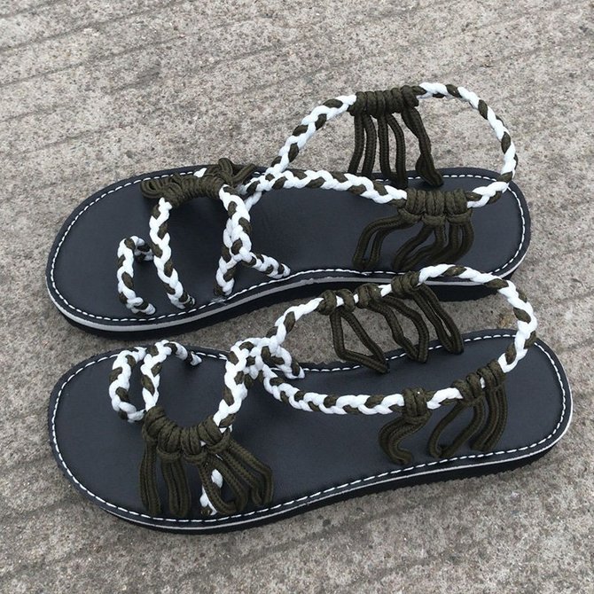 JFN  Plus Size Women Sandals Handmade Beach Flat Sandals